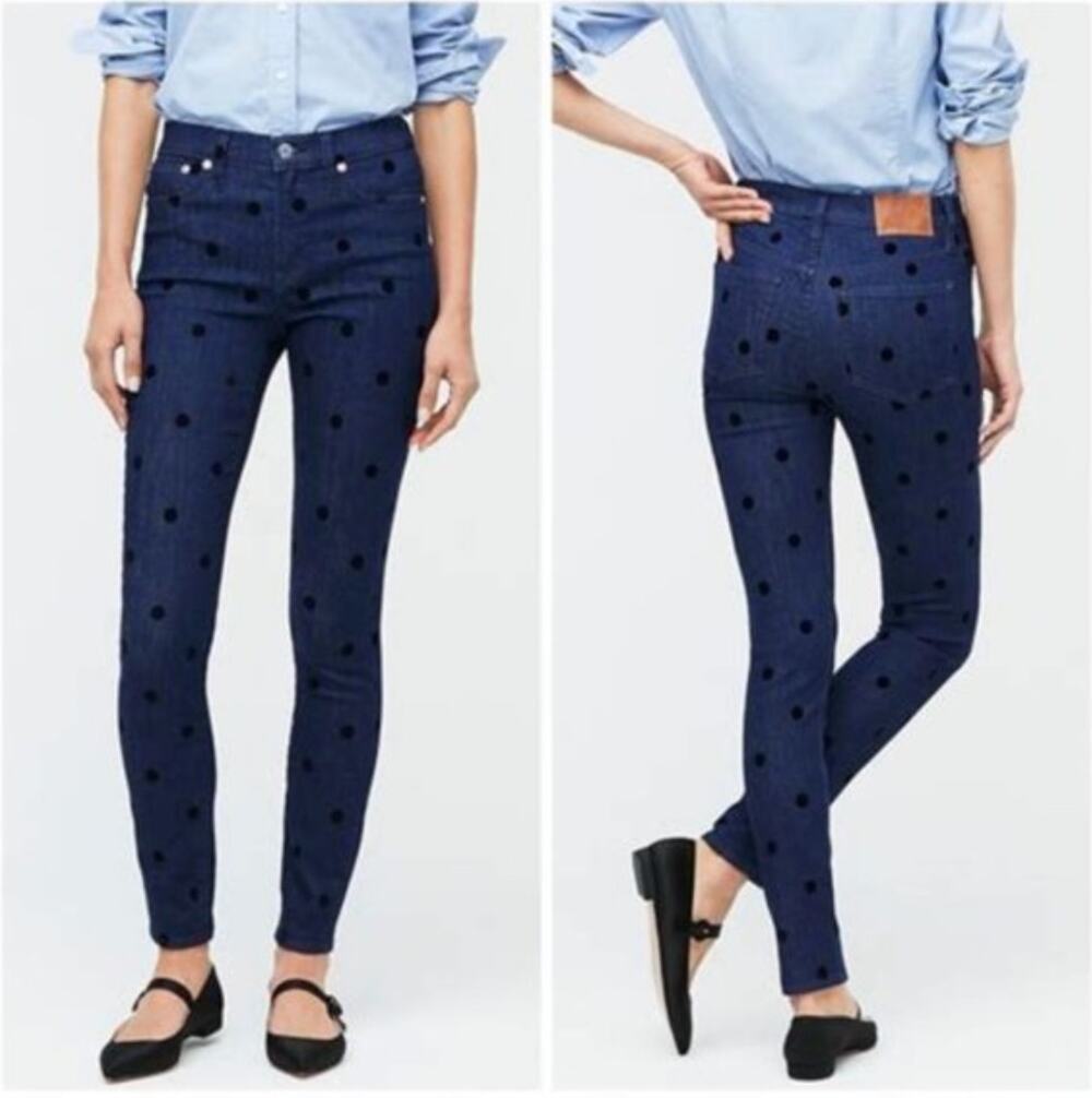J.CREW Polka Dot Velvet 9" High Rise Toothpick Jeans // 26